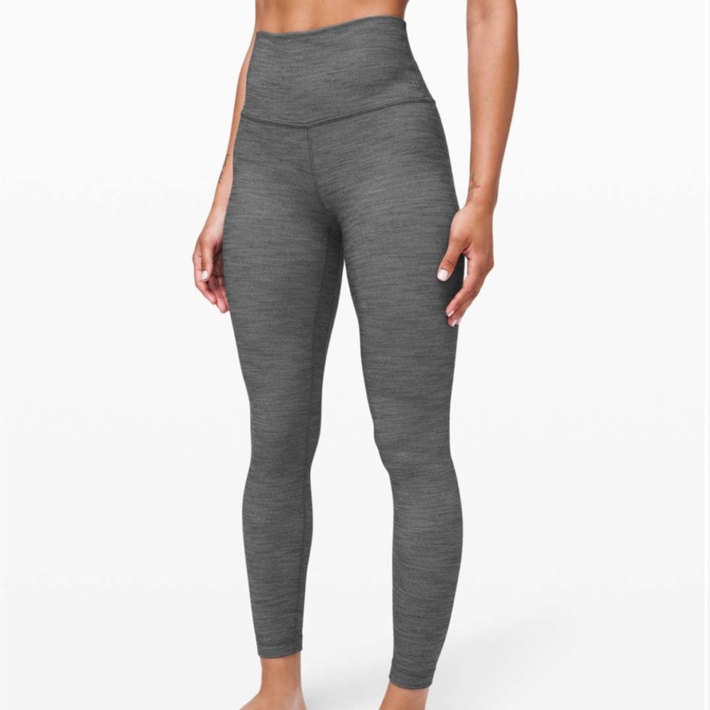 Lululemon Align Leggings Nulu Mini Heathered Herringbone Black White Grey 4